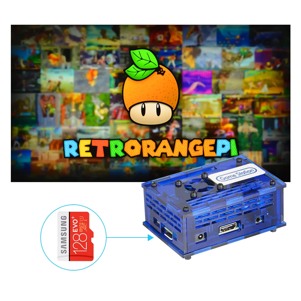 128 ГБ RETRORANGEPI игровая станция аркадная KODI настольный мини ПК HDMI Совместимость 17000 +