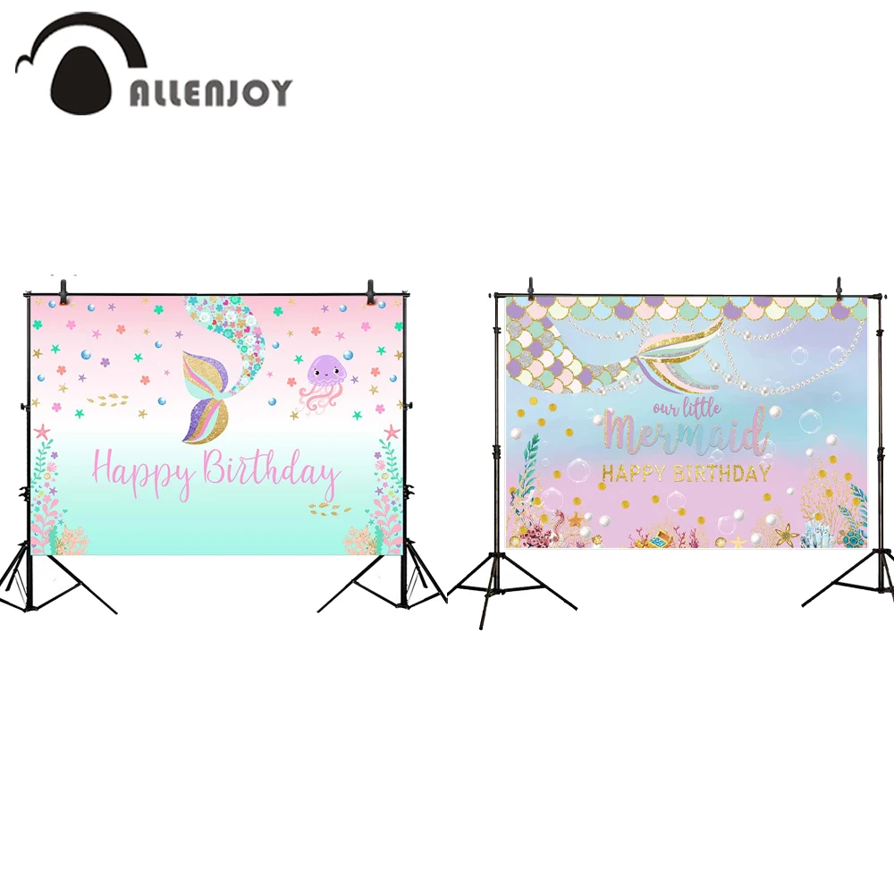 Тематический баннер Allenjoy с морским дном хвост русалки водная трава Блестящий Фон