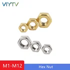 2-50 шт. латунная Шестигранная гайка из нержавеющей стали 304 Шестигранная гайка DIN934 M1 M1.2 M1.4 M1.6 M2 M2.5 M3 M4 M5 M6 M8 M10 M12 болт