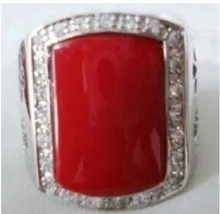 

Exquisite red coral silver men's ring size US size 8 9 10 11# man men's ringe Genuine Natural stone gems Fortune Fine jewelry