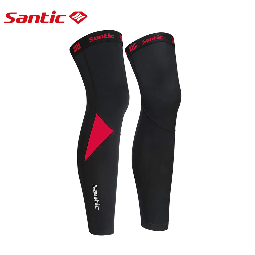 Santic Cycling Leg Warmers Thermal Fleece Windproof Soft Shell Knee Sleeve Breathable MTB Mountain Bike Protect Cover Asian Size