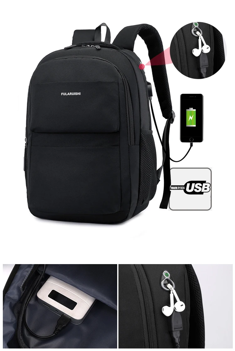 Men Backpack School Bag Waterproof Nylon New Schoolbag Business Laptop Polyester Bag 14 Shoulder Bag 15.6 Inch Computer Packsack