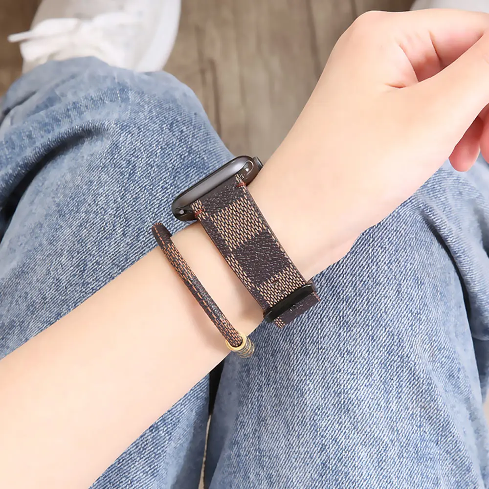 

Leather strap For Apple watch band 44mm 40mm Series 7 6 5 4 SE Men/Women Replacement bracelet wristband for iwatch 42 38 41 45mm