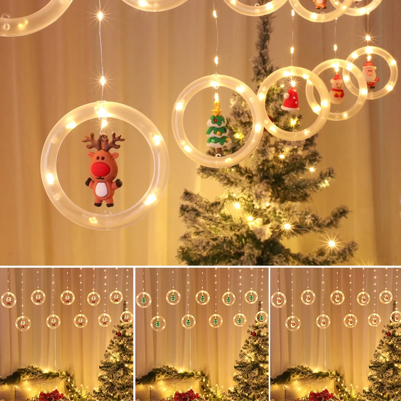 

2021 USB Christmas Theme String Lights with Lovely Doll Creative Xmas Tree Pendant for Home Living Room Bar Decoration