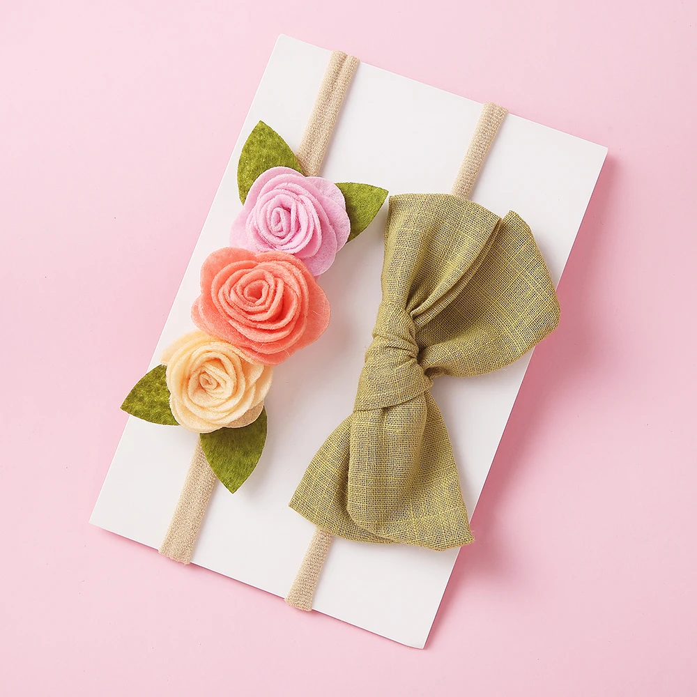 

Повязка на голову детская, для девочек, с бантом, тюрбан, эластичные повязки на голову с цветами