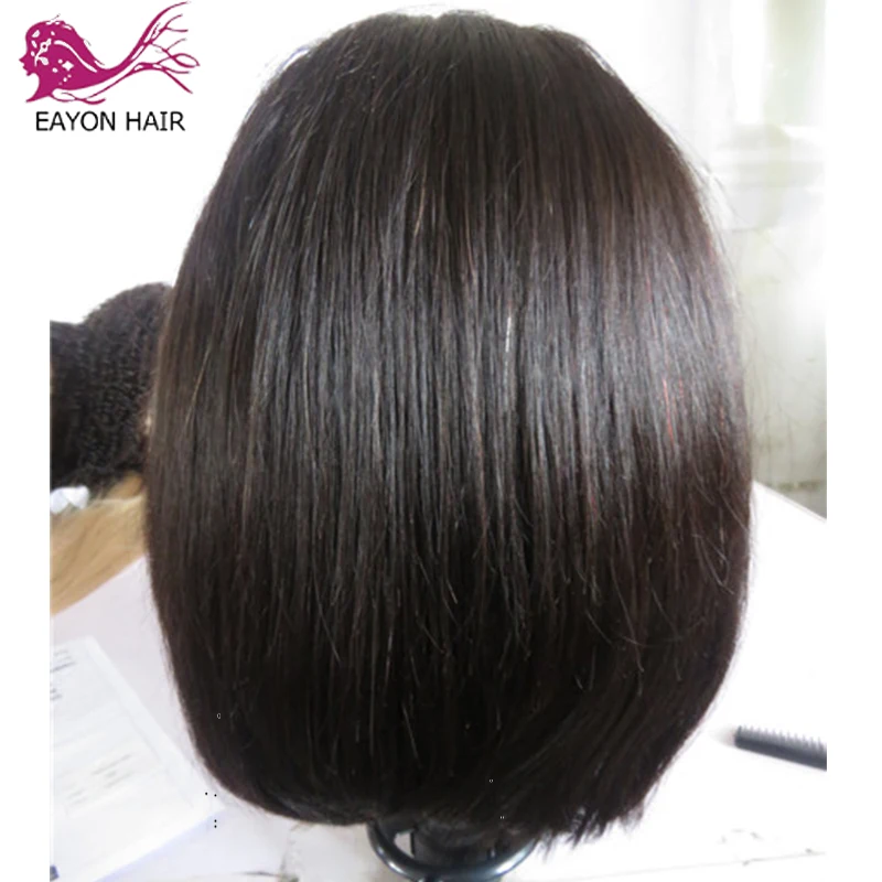 EAYON короткий Боб шелковистые прямые полные кружевные человеческие волосы парики