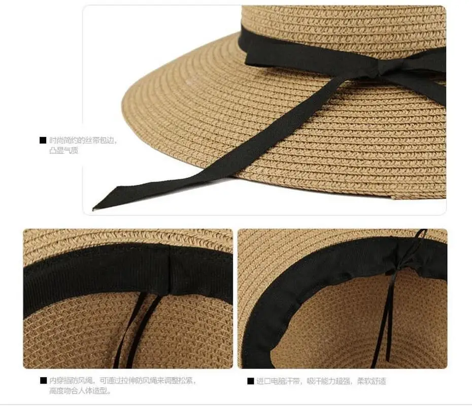 

summer straw hat women big wide brim Beach Sun Hat Straw floppy sun block UV protection hat Bohemia Cap womans hats