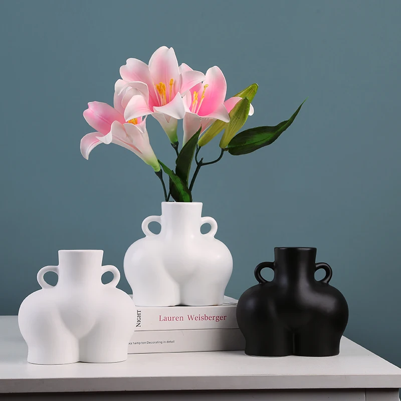

Ceramic Body Vase Shape Art Northern European-Style Modern Ins Home Decoration White Flower Dried Flowers Living Room Decoration