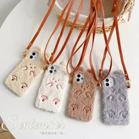 for iphone 11 12 13 pro max phone case cute furry fluffy cover winter warm plush phone case for iphone 11 12 13 pro case cover