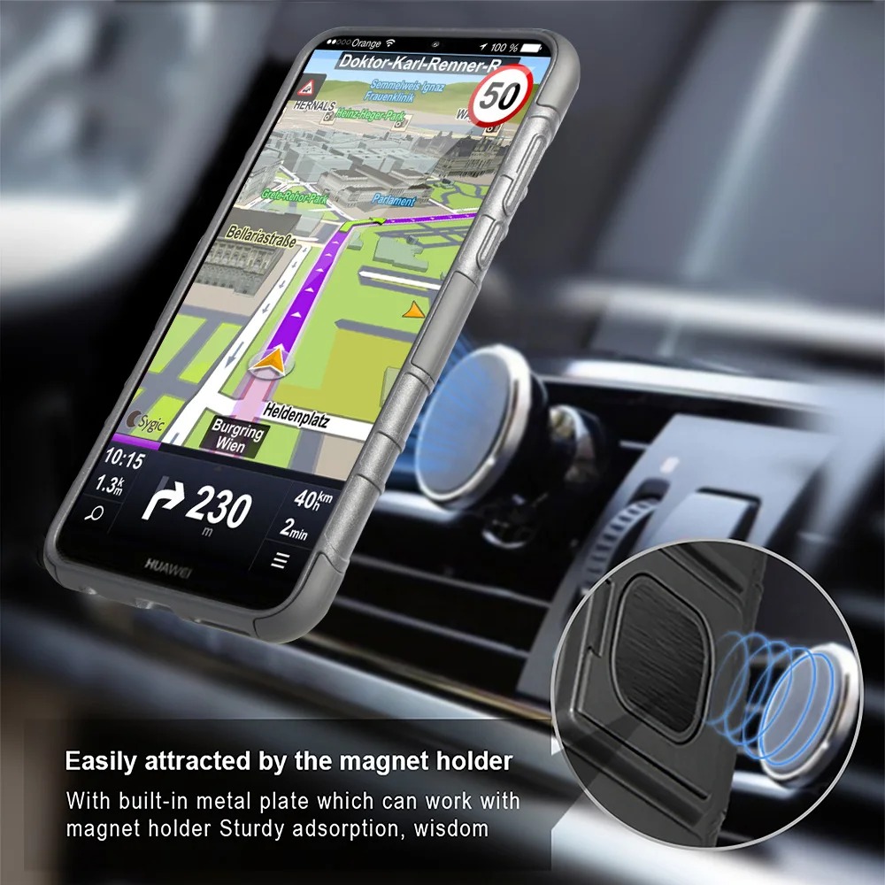 

Rugged TPU PC shockproof belt swivel clip combo shell phone case for huawei Y7 2019