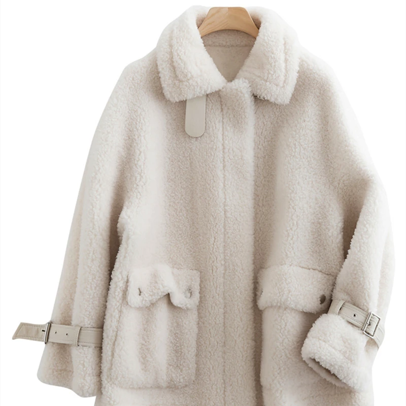 

2020 winter new sheep shearing coat women's mid-length loose and warm composite fur one-piece wool women's fur coat all-match