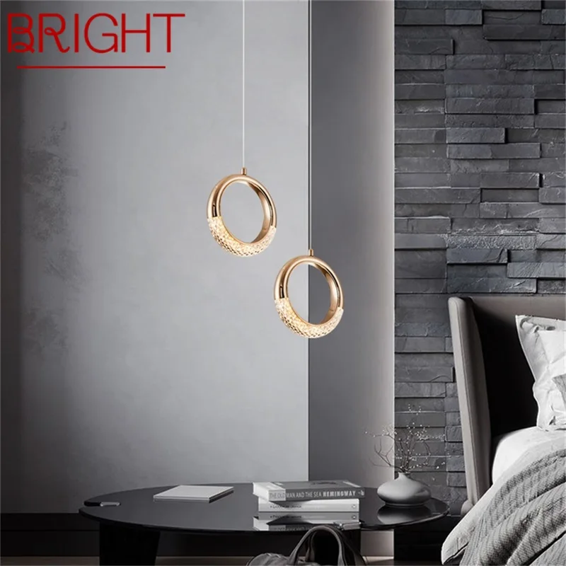

BRIGHT Pendant Light Modern LED Creative Lamp Fixtures Round Ring Decorative for Home Stairs Aisle