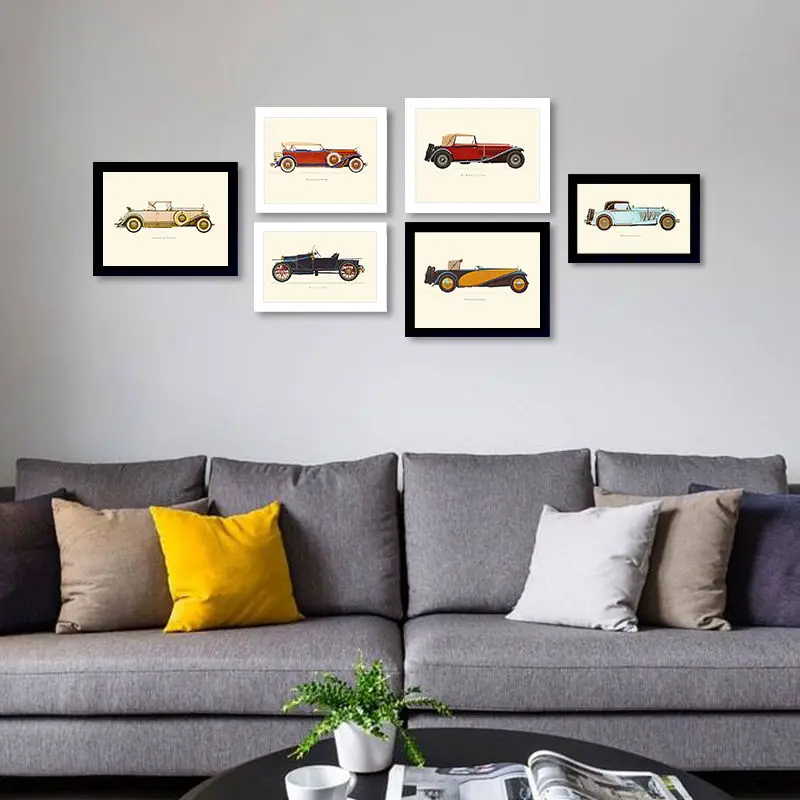 

Nordic Vintage Car Poster mural London Home Decoration Accessories wall Art Canvas Painting Wall Pictures Roon Decor with frame