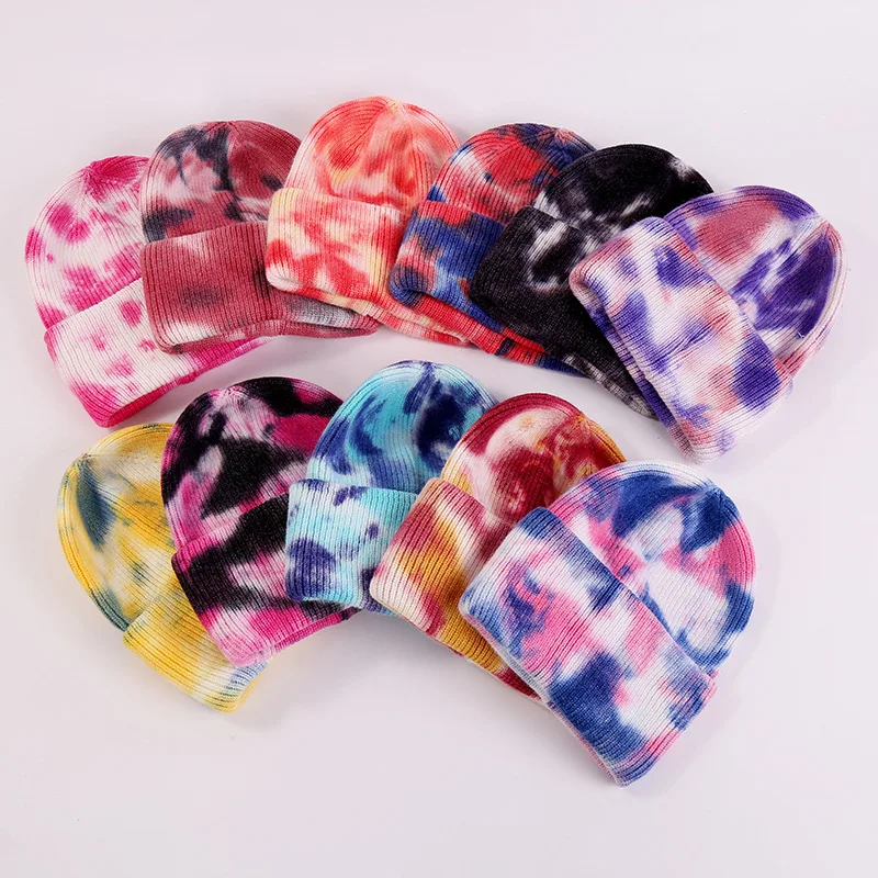 

Fashion Tie-dye Couple Bonnet Skiing Hat Gradient Knit Hat Personality Street Shooting Woolen Hat New Unisex Keep Warm Beanie