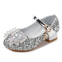 children high heels for girls party wedding shoes kids glitter crystal shoes with bowtie princess sweet bling dress shoes 24 35
