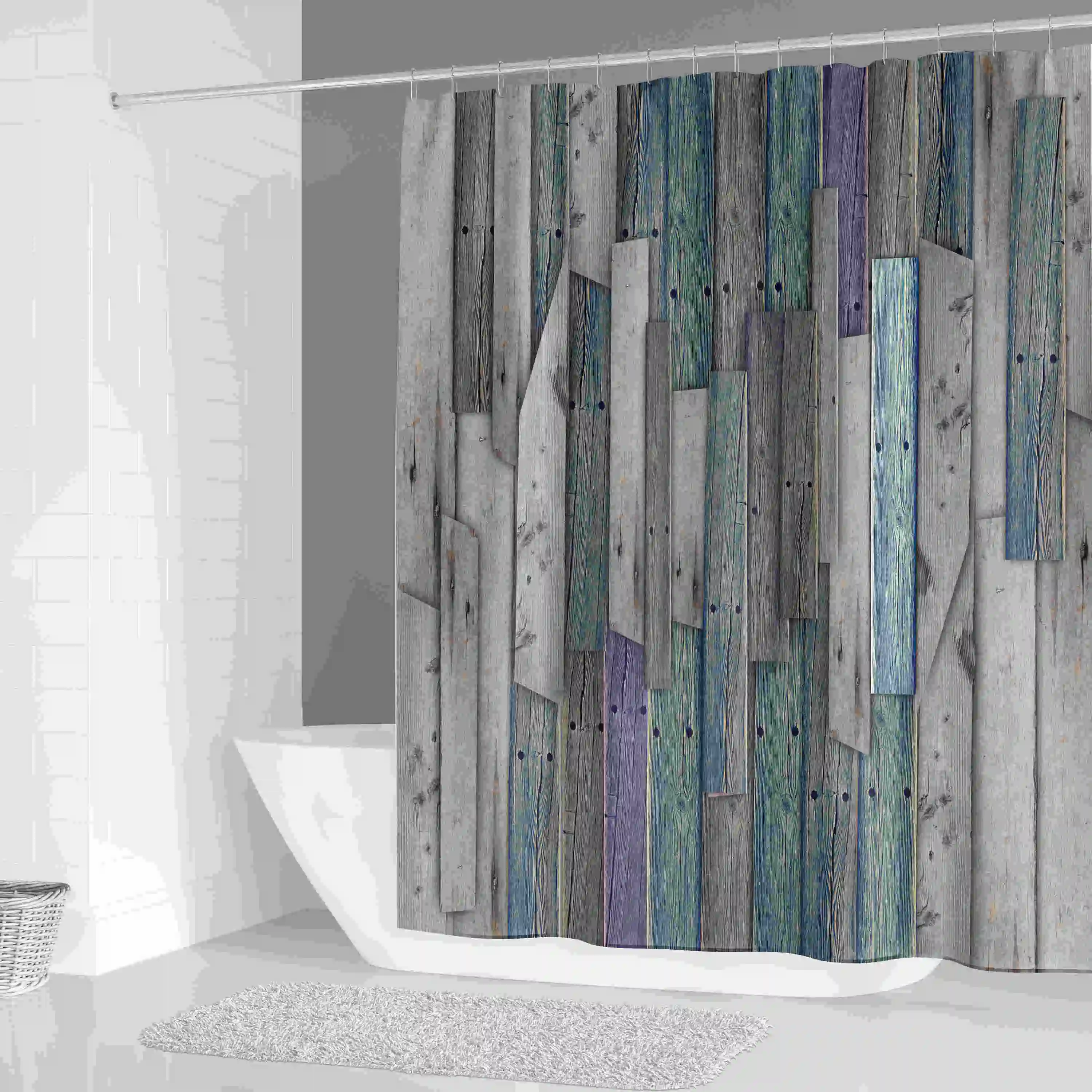 Деревянная дверь печать занавеска для душа Декор фермерский дом