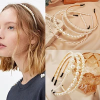 12 styles simulation pearl hairbands 2021 new women hair accessories korean handmade bow flower hoops headband wedding ornaments