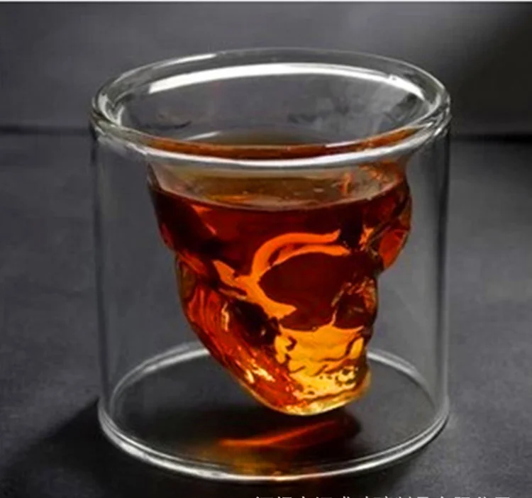 

Skull Bone Wine Glass Water Cup Crystal Skull Beer Glass Cool Bar Creative Double-Layer Transparent Glass