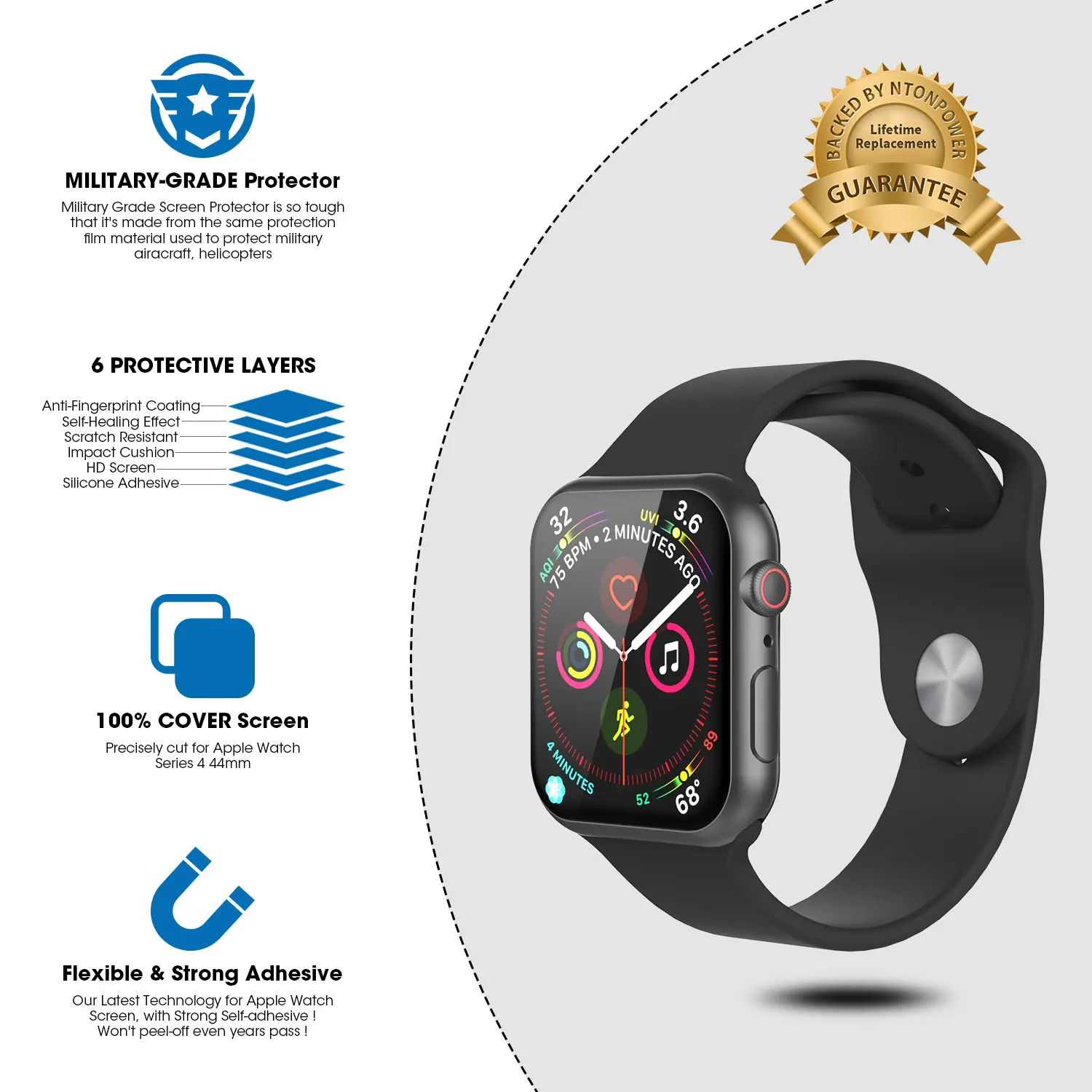 NTONPOWER Защита экрана для Apple Watch серии 3 2 1 ультратонкая Защитная пленка i 4 40 мм 42 44 |
