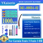 Аккумулятор YKaiserin 1000 мА  ч 361-00034-02 для Garmin Fenix 3,Fenix 3 HR Fenix3, аккумулятор для спортивных часов GPS