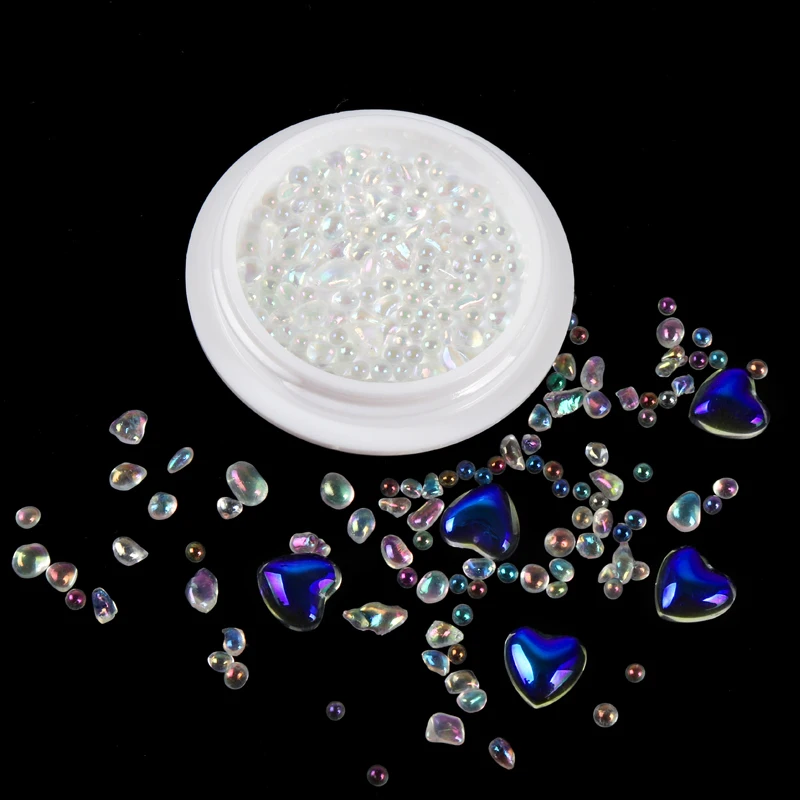 

3D Love Heart Shaped Nail Art Decoration Transparent Glass Manicure Rhinestone Valentine's Day DIY Nail Design Accessories Tool