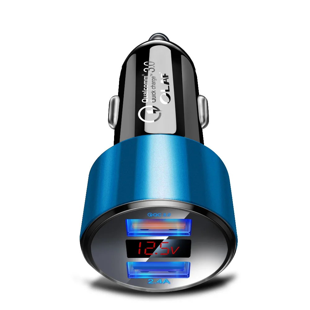 3.1A 5V Dual USB Автомобильное зарядное устройство с светодиодный дисплей универсальный телефон автомобильное зарядное устройство для Xiaomi samsung S8 S9 S10 iPhone X 7 8 Plus планшет - Тип штекера: Blue