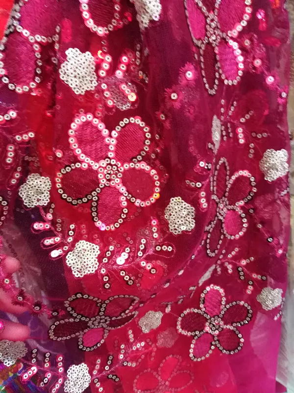 

2020 5yards embroidered net tulle lace fabric with sequins beautiful african french lace for wedding dress HYUANDE211