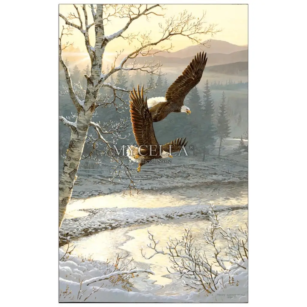 5D Diy алмазная живопись Птицы зима вышивка крестиком на стену Наклейка мозаика