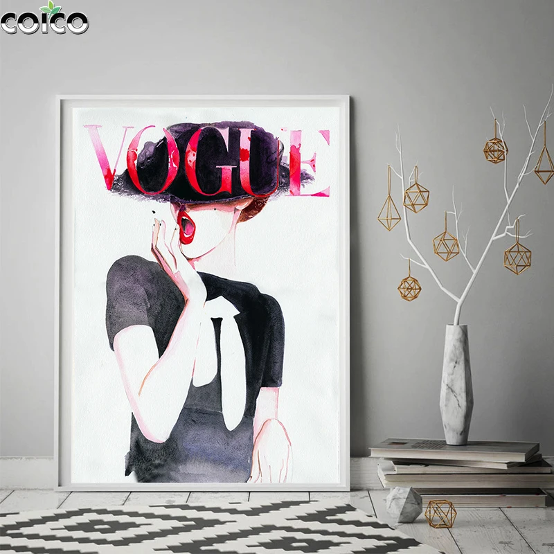 

Fashion Magazine Canvas Painting Woman Abstract Wall Art Poster Modern Retro Pop Aesthetic Room Decor Picture for Living Room