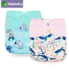 Miababy моющийся подгузник, 2 шт.набор, экологически чистый, быстросохнущий, водонепроницаемый, многоразовый