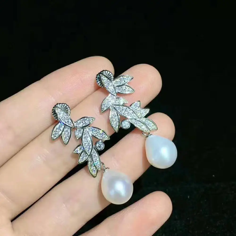 Набор украшений из сережек с пресноводным жемчугом и застежкой циркония 8-9 мм |