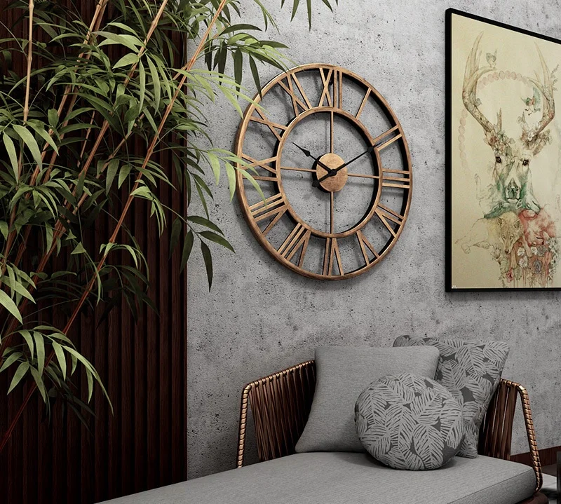 Хит продаж железные бесшумные настенные часы простые часы-бар в гостиной