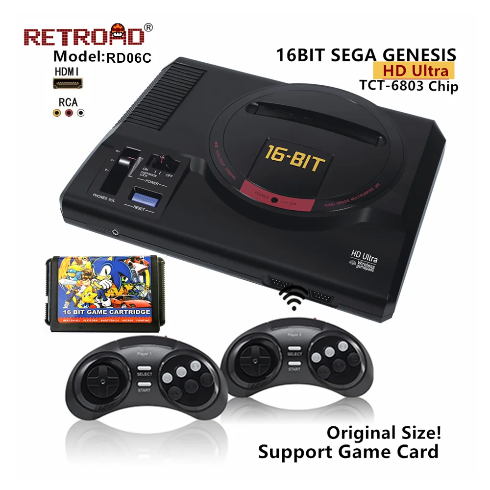 SEGA Genesis RETROAD RD06C HD Ultra MEGADRIVE1 Entertainment Console Support Game Cartridge Wireless Gamepads 170 Games Include |