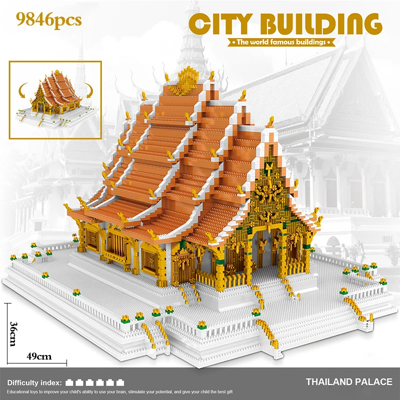 

9846Pcs Toys for Kids Creator Mini Blocks World Famous Architecture Grand Palace of Thailand 3D Model Building Blocks Educationa