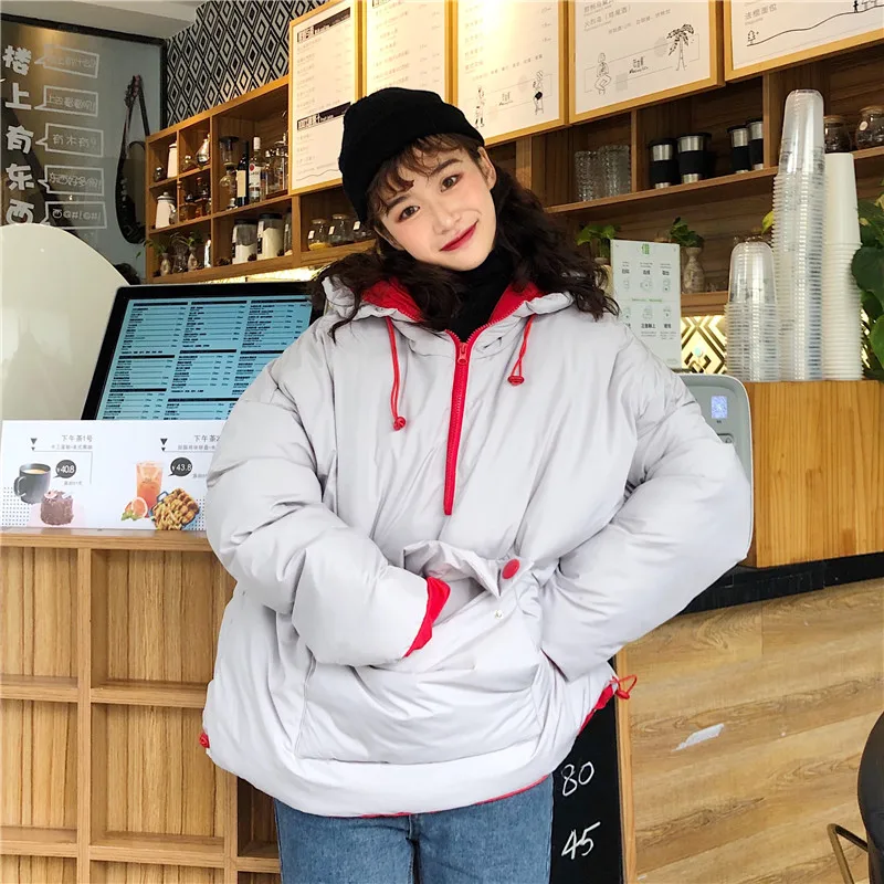 Woherb японский каваи Harajuku девушки зима более размер d парка с капюшоном женские ватные куртки плюс размер пуловер стеганые пальто
