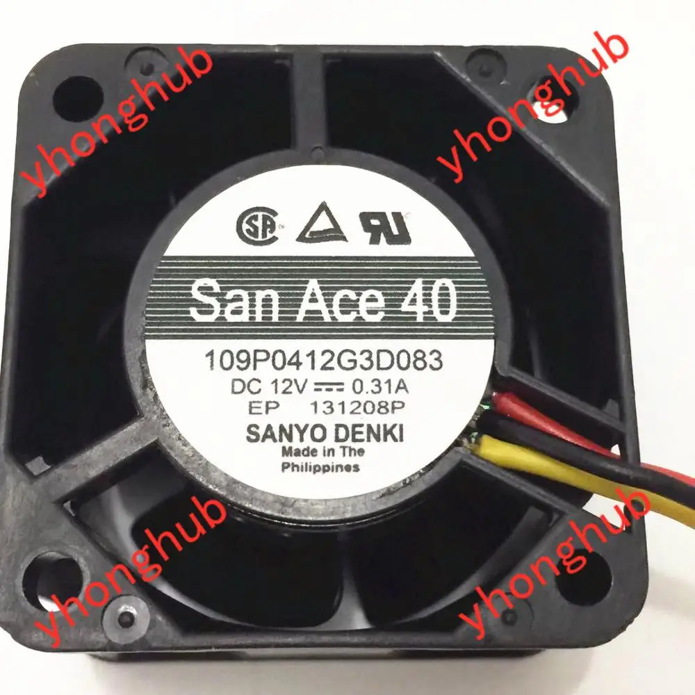 Sanyo Denki 109P0412G3D083 DC 12V 0.31A 40x40x28 мм 3-Провода Сервер вентилятор охлаждения | Компьютеры