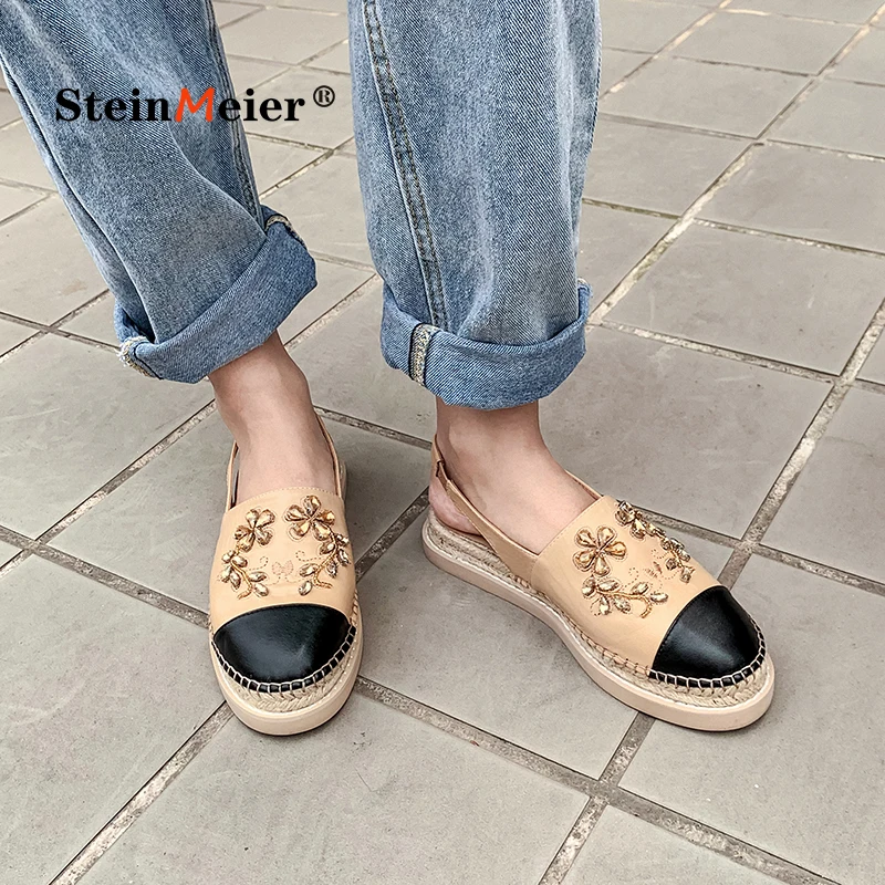 

Women Genuine Leather Mixed Colors Slip On Cozy Loafers Shoes Round Toe 2021 Popular Fisherman Leisure Vulcanized Shoes