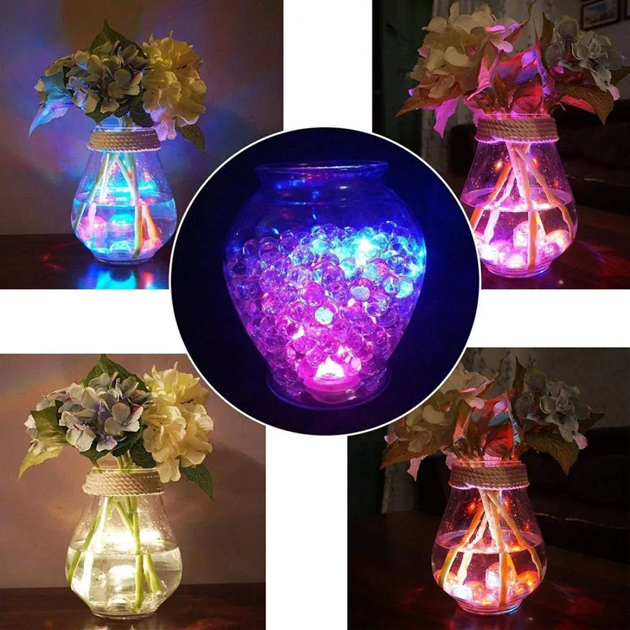 10 шт./компл. погружной светодиодный светильник RGB фонарик Floralyte Свадебная вечеринка лампы Дистанционное управление Водонепроницаемый ночные лампы аккумуляторы входят в комплект