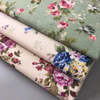 3 color peony flower linen hand made diy fabric linen printed tablecloth storage bag cloth sewing fabric accessories