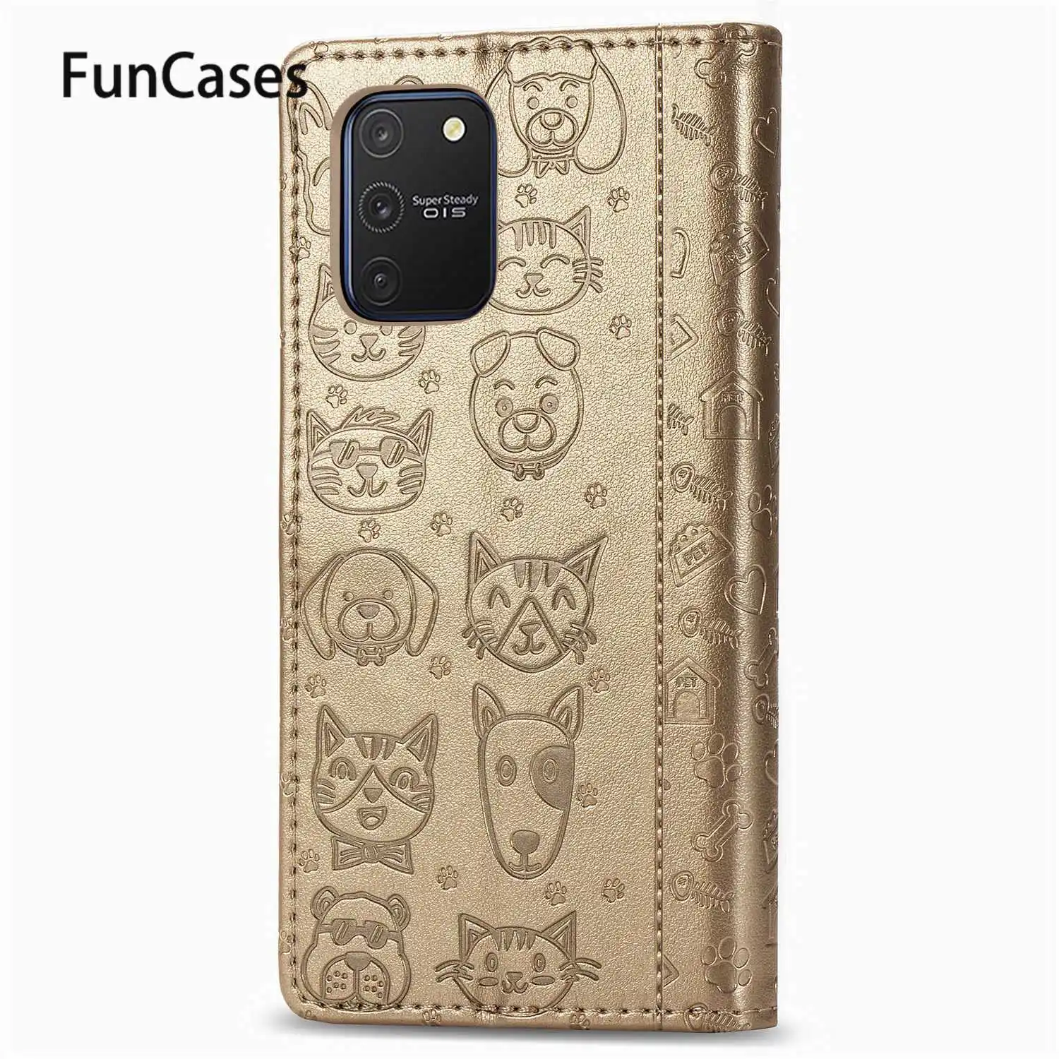 Чехол Кошелек из искусственной кожи с изображением кота для телефона Samsung S10 Lite