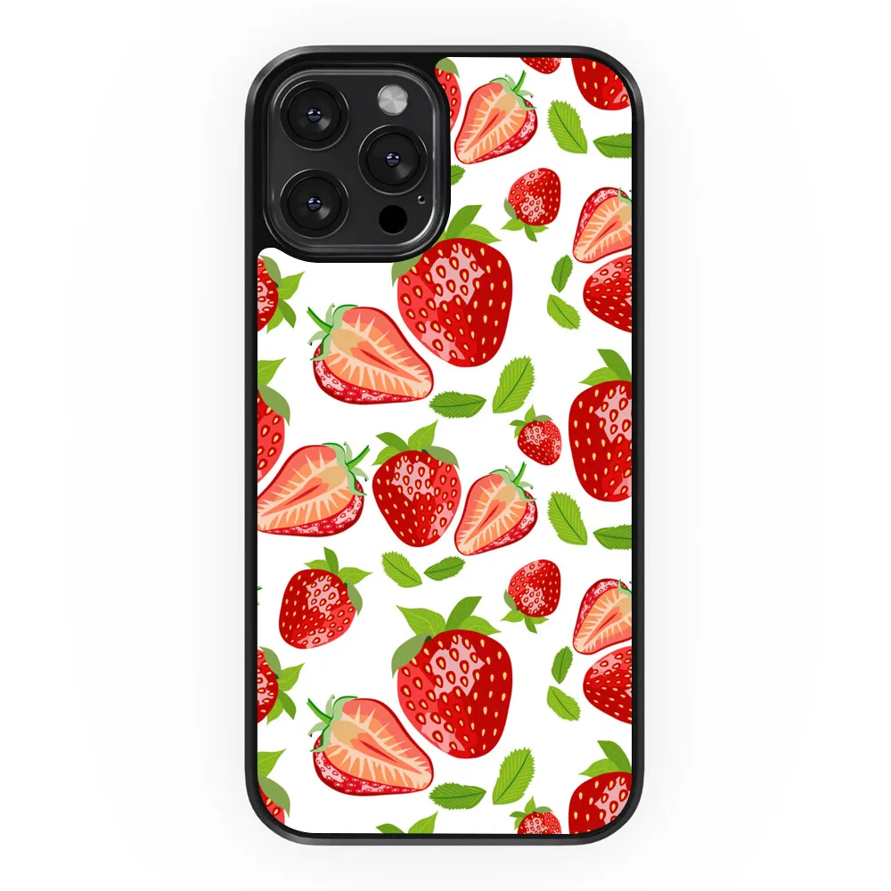 

Case For iPhone 13 12 11 Pro Max Mini X XS XR 6 6S 7 8 Plus SE 2020 For Man Woman Silicone Frame Strawberry Fruit Phone Cover