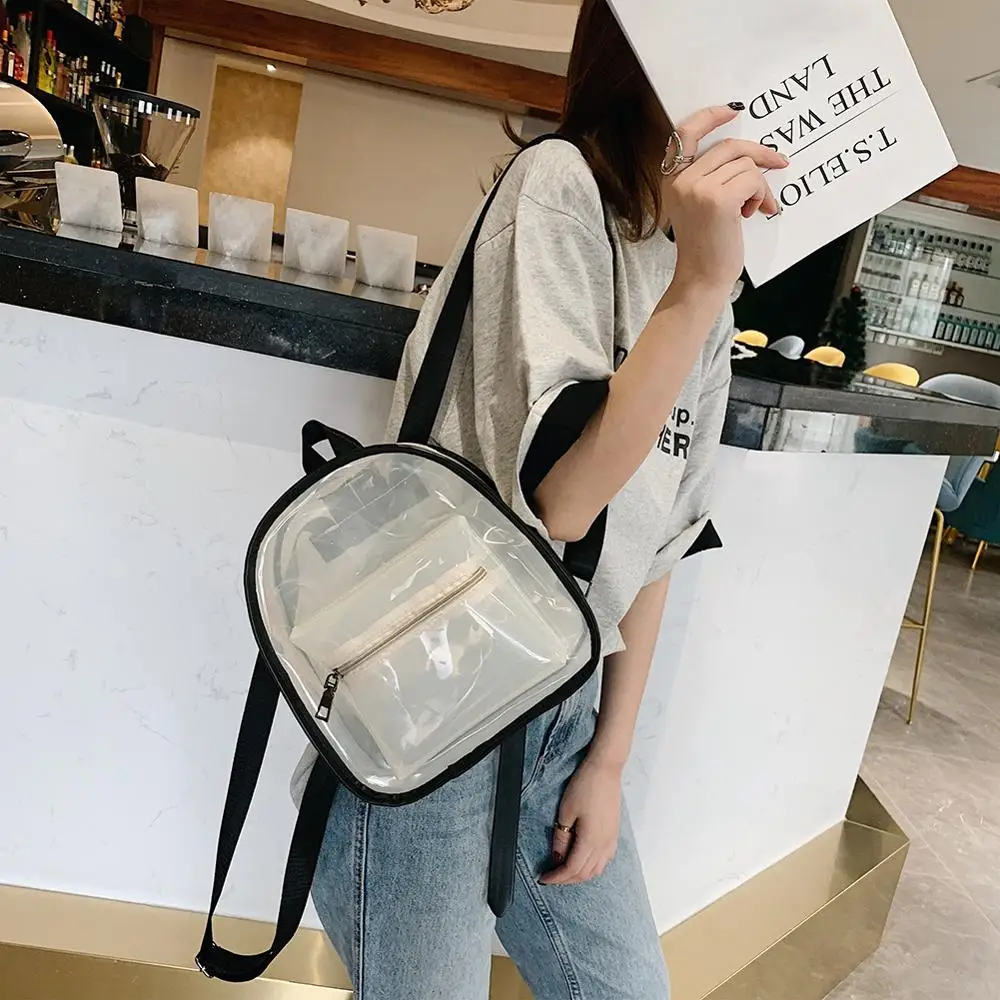 Женские рюкзаки из ПВХ школьные сумки дорожные повседневные прозрачные