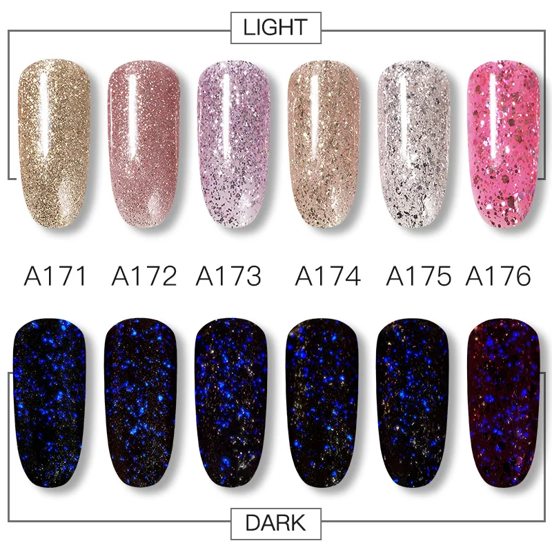 Гель лак ROSALIND для ногтей 6 шт. светящийся набор розового золота Гибридный все