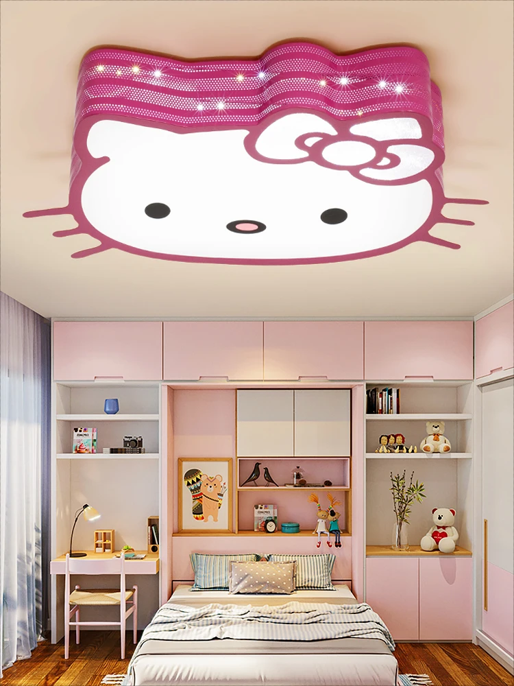 

Hot Cartoon Led Ceiling Lamp Warm Children's Room Bedroom Lamp Kitty Cat Girl Princess Room Lamp Study Lamp LED Bulbs Modern AC