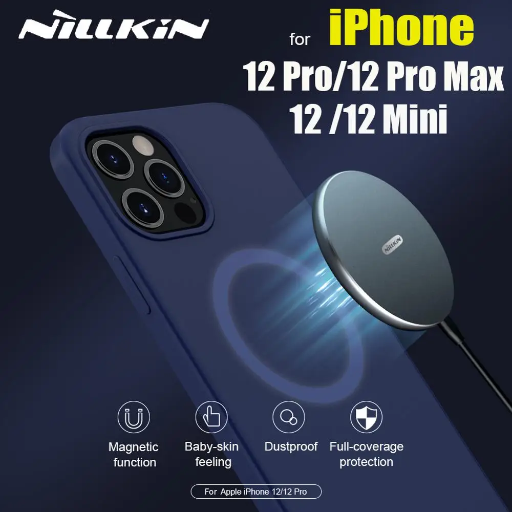 

for Magsafe Wireless Charger Magnetic Case for iPhone 12 Pro Max Mini Flex Soft Liquid Silicone Rubber Cases for iPhone 12 Mini