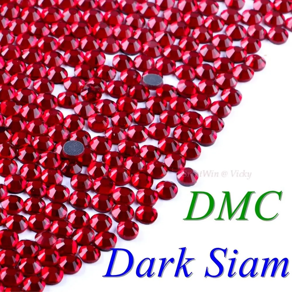 Стразы DMC для горячей фиксации всех цветов, SS6, SS10, SS16, SS20, SS30, стеклянные кристаллы, камни для горячей фиксации, приклеиваемые утюгом с плоским основанием - Цвет: Dark Siam