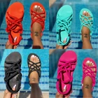 2021 летние новые сандалии на плоской подошве с открытым носком модная однотонная Удобная уличная женская обувь размера плюс 43