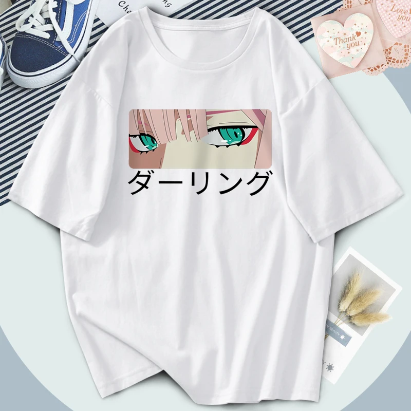 

Модные Darling в Franxx футболки Открытый Harajuku женские футболки с круглым вырезом в стиле «хип-хоп» Забавные топы, женская одежда, Camiaetas