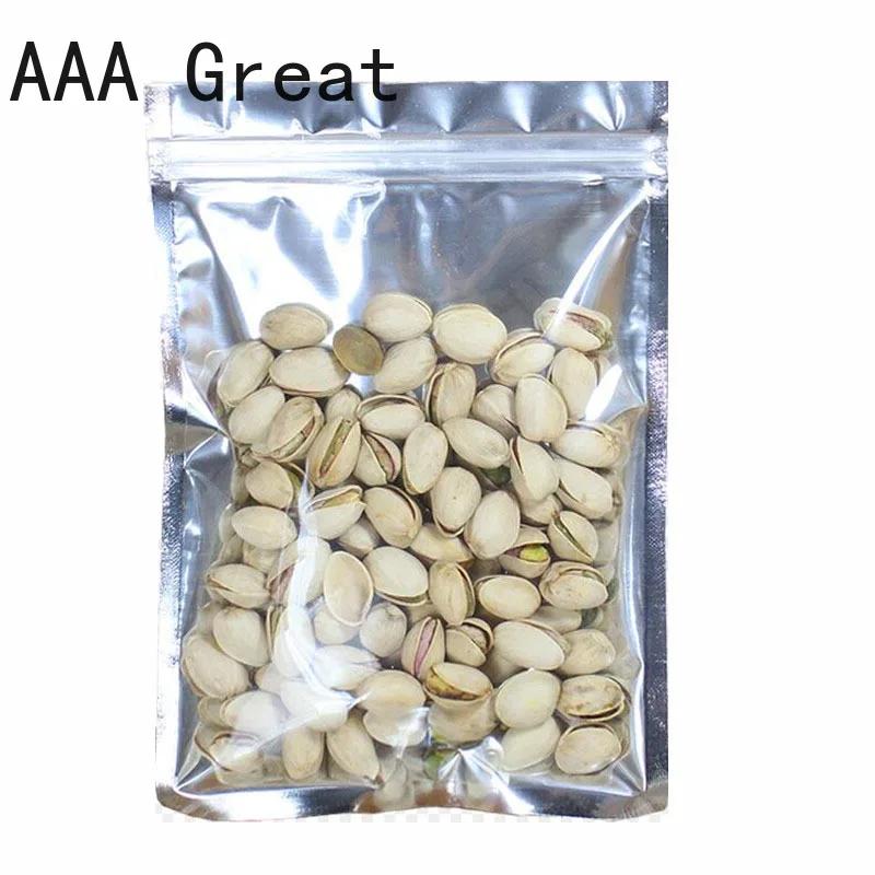 100 шт./лот передний Прозрачный упаковщик из фольги майлар пакеты на молнии для