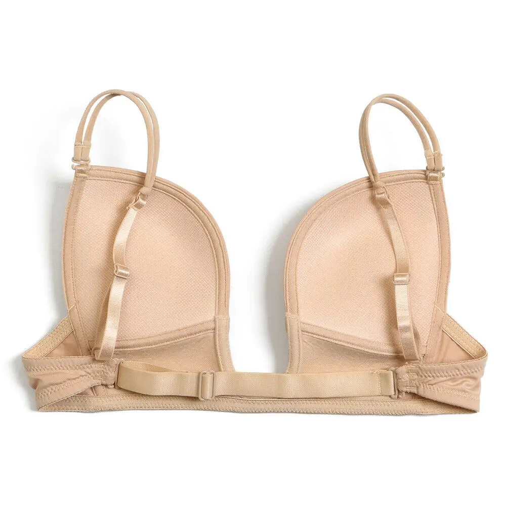 Vgplay Deep Plunge Bra Thin Padded Push Up Women's Underwear Transparent Straps Adjusted Wedding V Neck Bras For Women